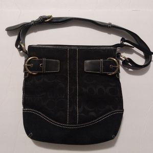 Black Leather and material coach bag crossbody